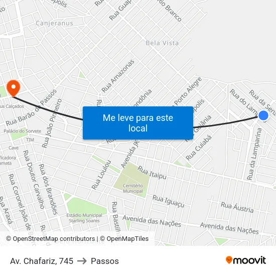 Av. Chafariz, 745 to Passos map