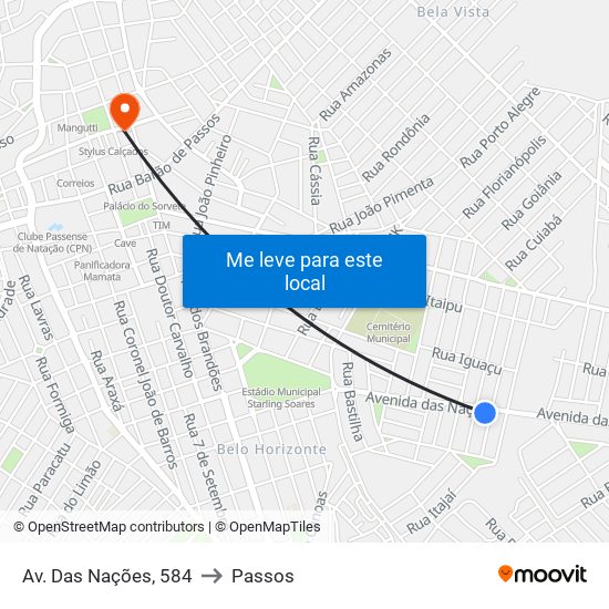 Av. Das Nações, 584 to Passos map