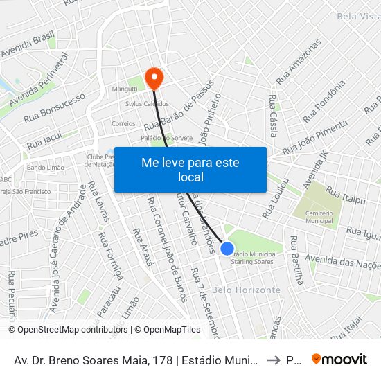Av. Dr. Breno Soares Maia, 178 | Estádio Municipal Starling Soares - Sentido Jardim Aclimação to Passos map