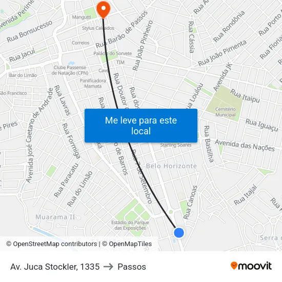 Av. Juca Stockler, 1335 to Passos map