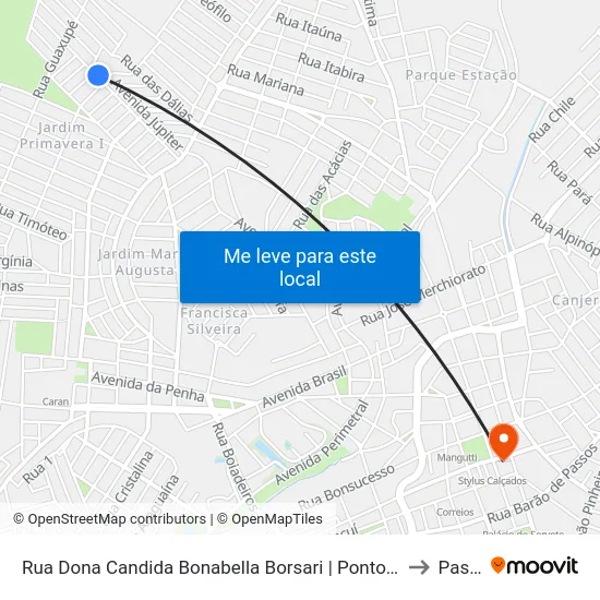 Rua Dona Candida Bonabella Borsari | Ponto Final De Primavera to Passos map
