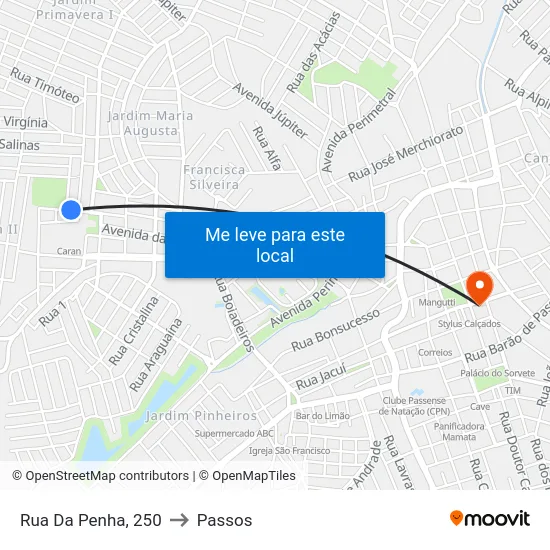 Rua Da Penha, 250 to Passos map