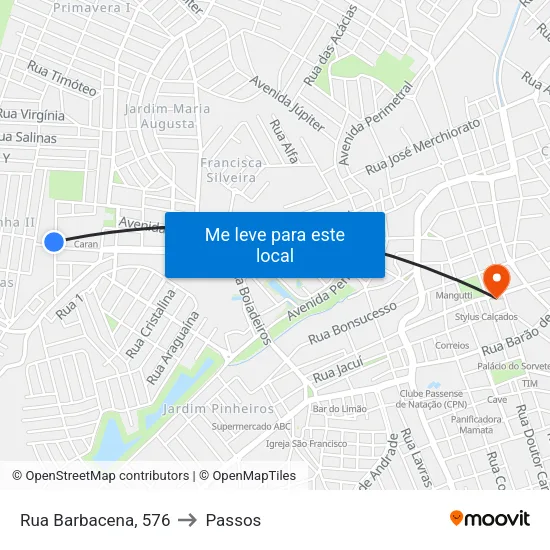 Rua Barbacena, 576 to Passos map