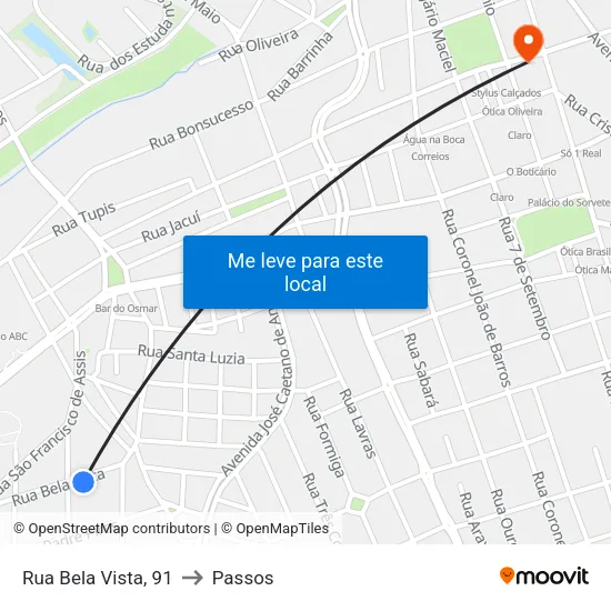Rua Bela Vista, 91 to Passos map