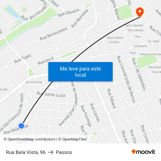 Rua Bela Vista, 96 to Passos map