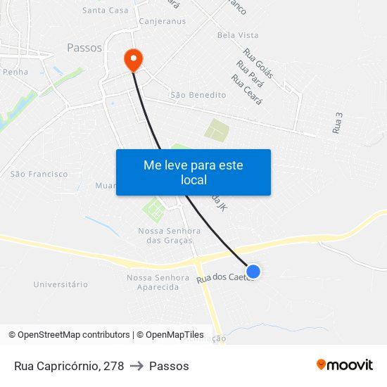 Rua Capricórnio, 278 to Passos map