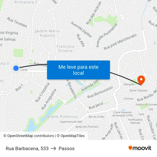 Rua Barbacena, 533 to Passos map