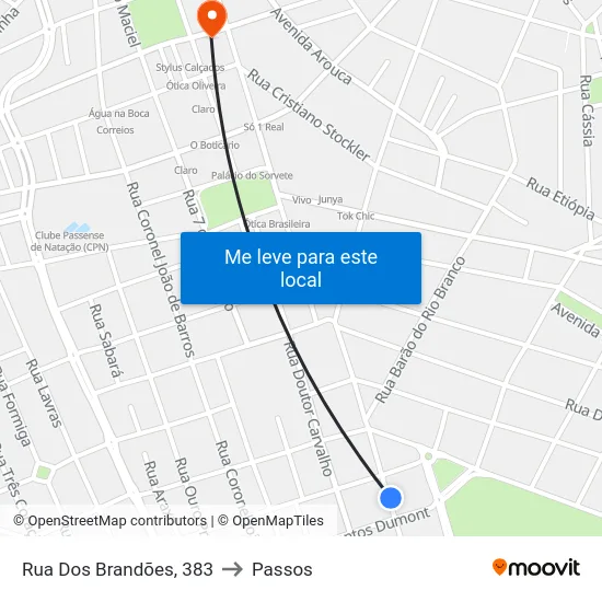 Rua Dos Brandões, 383 to Passos map