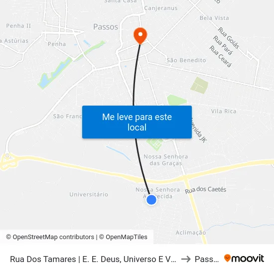 Rua Dos Tamares | E. E. Deus, Universo E Virtude to Passos map
