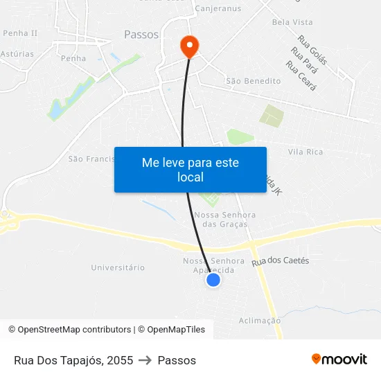 Rua Dos Tapajós, 2055 to Passos map