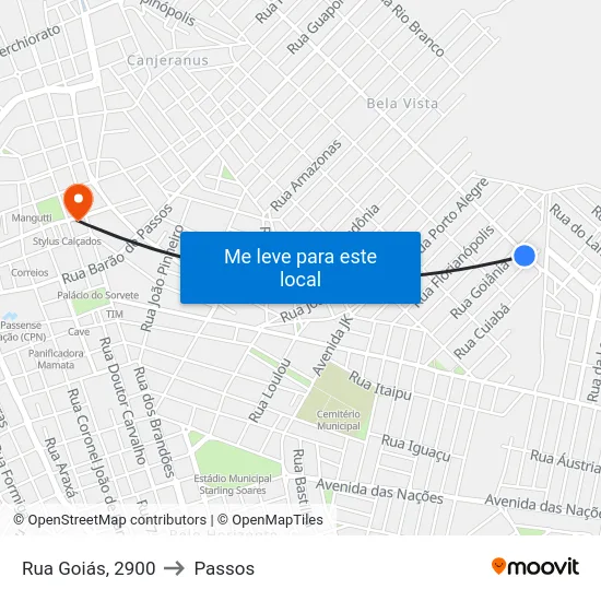 Rua Goiás, 2900 to Passos map