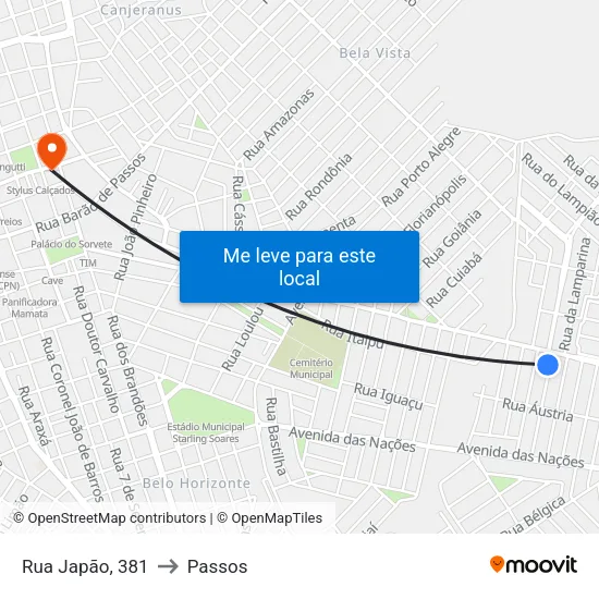 Rua Japão, 381 to Passos map
