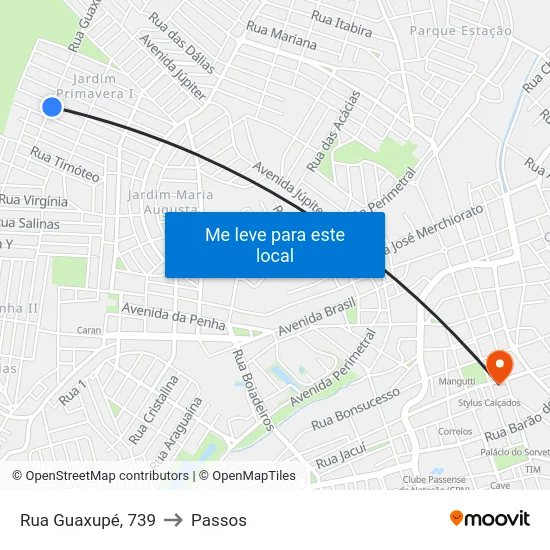 Rua Guaxupé, 739 to Passos map