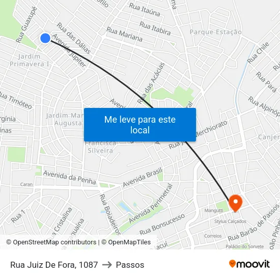 Rua Juiz De Fora, 1087 to Passos map