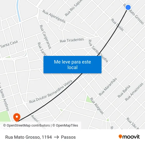 Rua Mato Grosso, 1194 to Passos map
