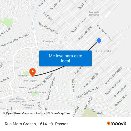 Rua Mato Grosso, 1614 to Passos map