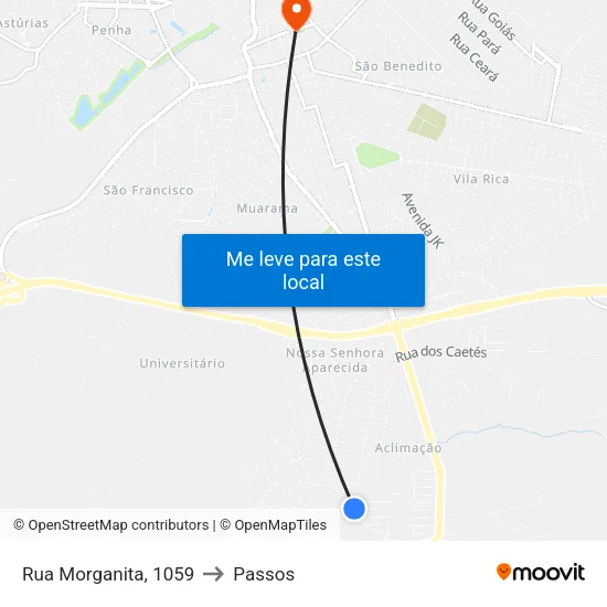 Rua Morganita, 1059 to Passos map