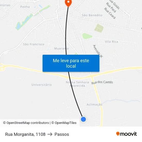 Rua Morganita, 1108 to Passos map