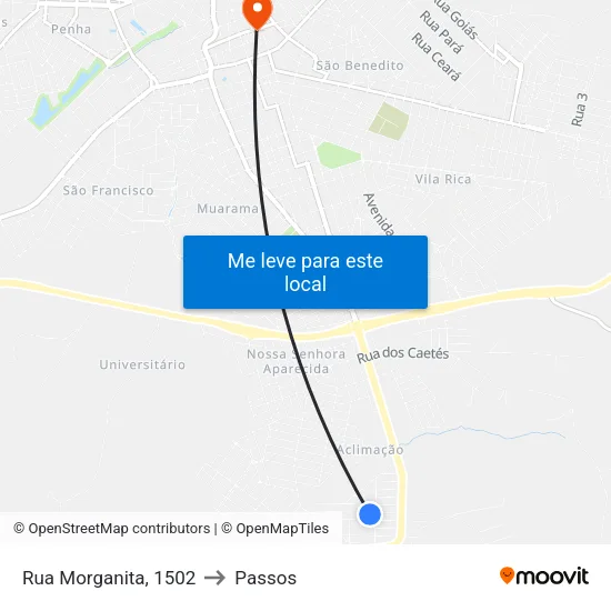 Rua Morganita, 1502 to Passos map