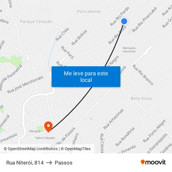 Rua Niterói, 814 to Passos map