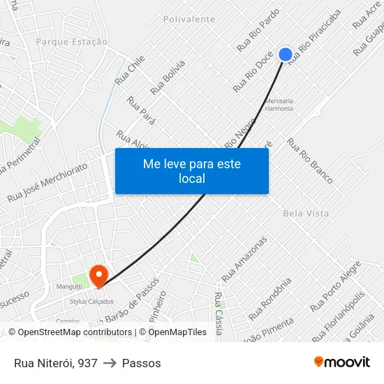 Rua Niterói | Escola Nazle to Passos map