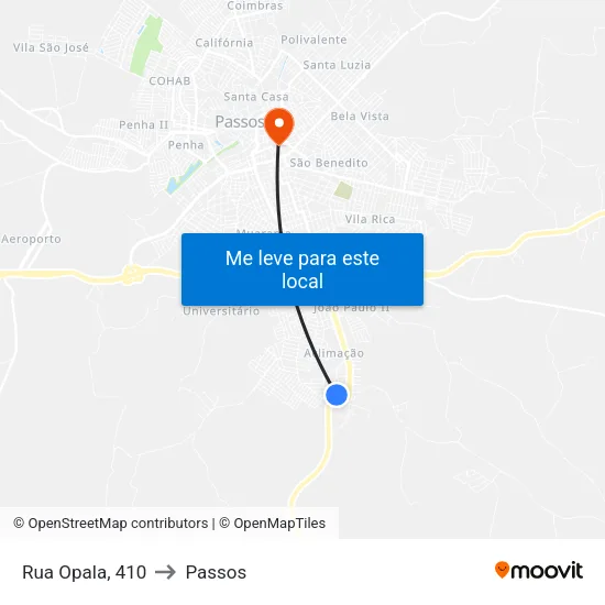 Rua Opala, 330 to Passos map