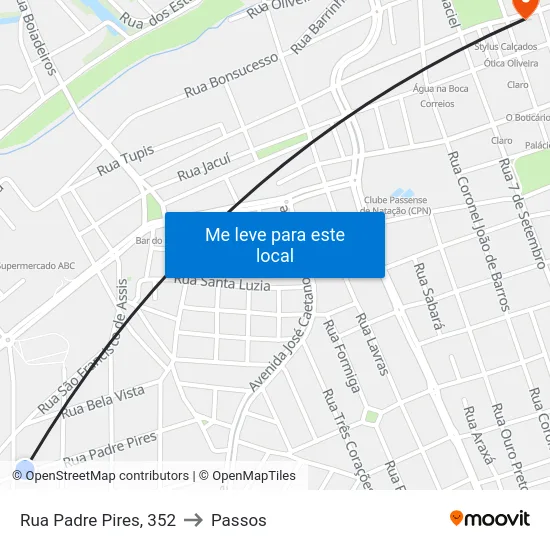 Rua Padre Pires, 352 to Passos map