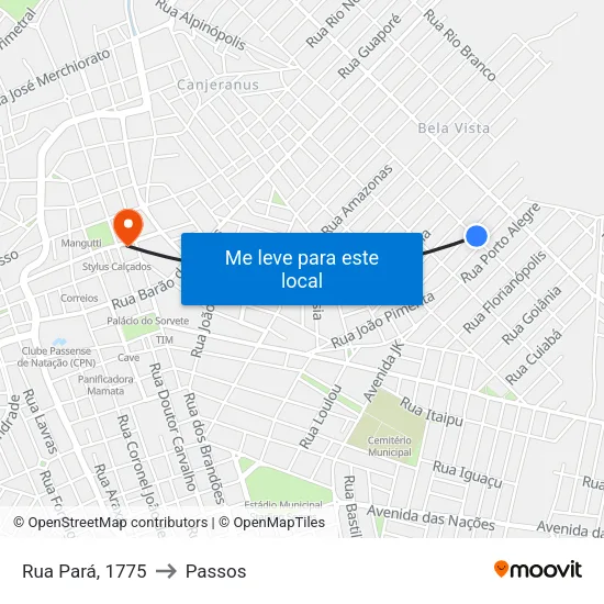 Rua Pará, 1775 to Passos map