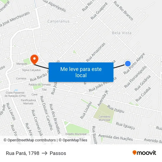 Rua Pará, 1798 to Passos map