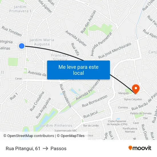 Rua Pitangui, 61 to Passos map