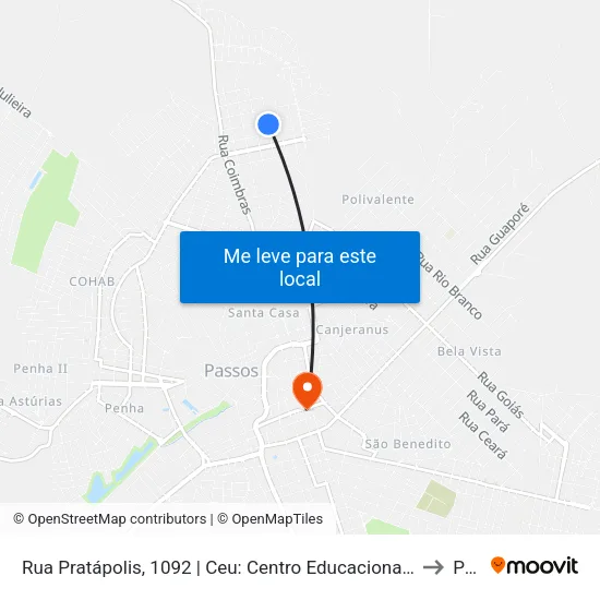 Rua Pratápolis, 1092 | Ceu: Centro Educacional Unificado Das Artes E Dos Esportes - Sentido Cohab to Passos map