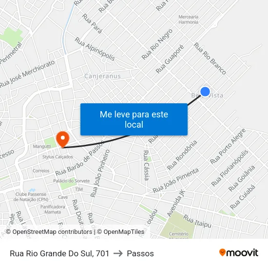 Rua Rio Grande Do Sul, 701 to Passos map