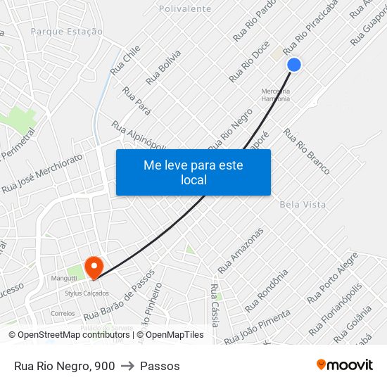 Rua Rio Negro, 900 to Passos map
