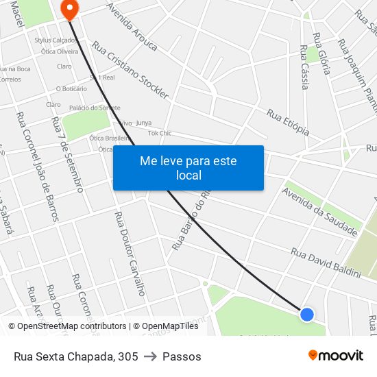 Rua Sexta Chapada, 305 to Passos map