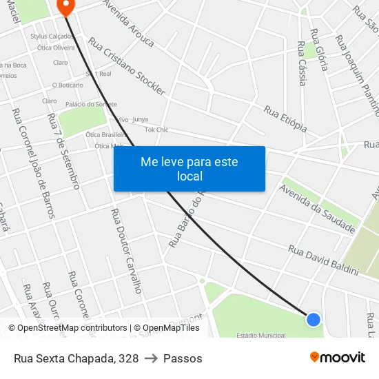 Rua Sexta Chapada, 328 to Passos map