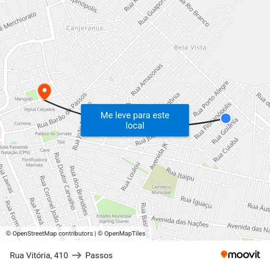 Rua Vitória, 410 to Passos map