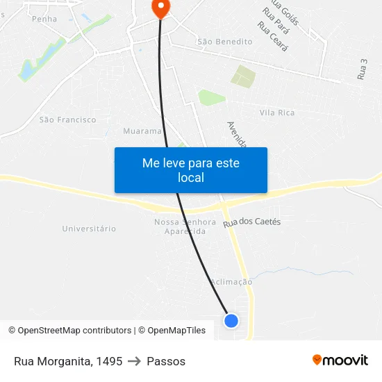 Rua Morganita, 1495 to Passos map