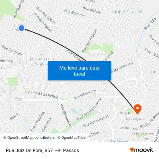 Rua Juiz De Fora, 857 to Passos map