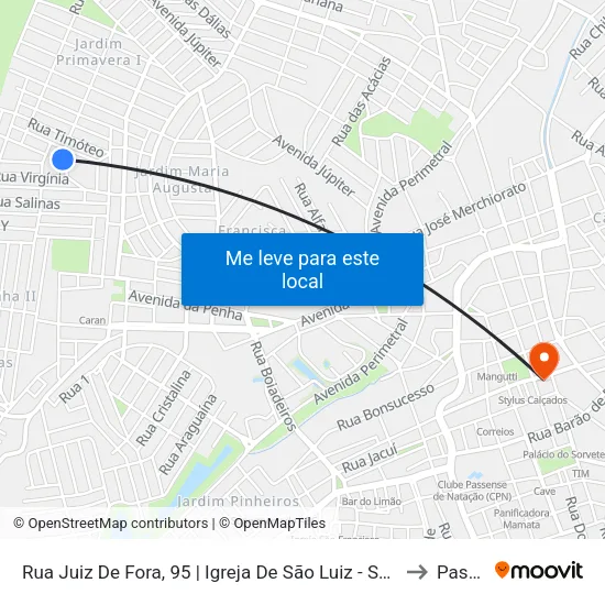 Rua Juiz De Fora | Igreja De São Luiz - Sentido Cohab to Passos map