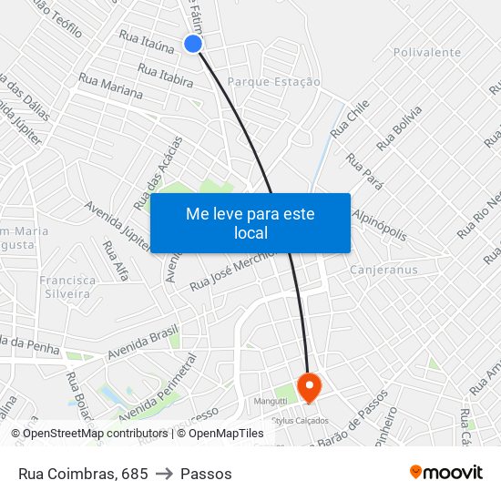 Rua Coimbras, 685 to Passos map