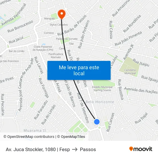 Av. Juca Stockler, 1080 | Fesp to Passos map