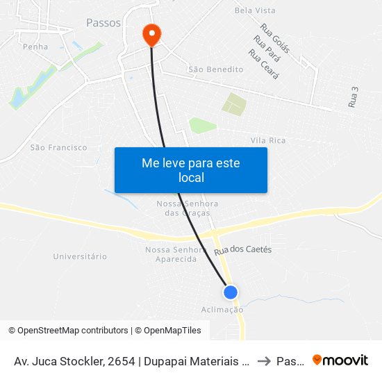 Av. Juca Stockler, 2654 | Dupapai Materiais De Construção to Passos map