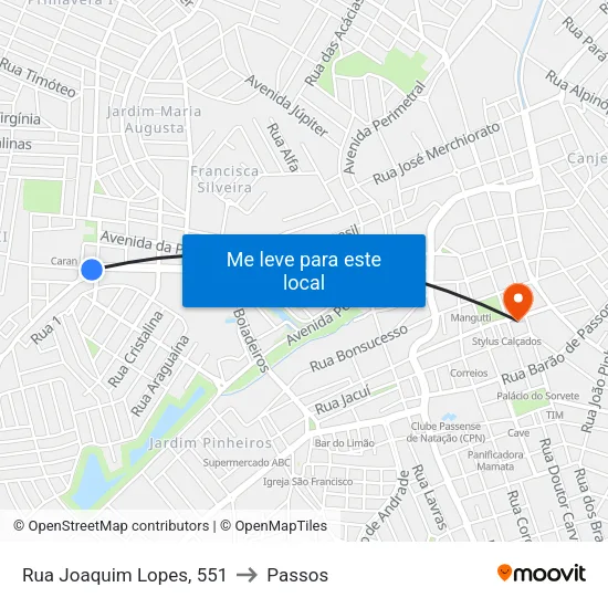 Rua Joaquim Lopes, 513 to Passos map