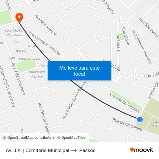 Av. J.K. | Cemitério Municipal to Passos map