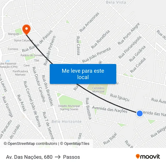 Av. Das Nações, 680 to Passos map