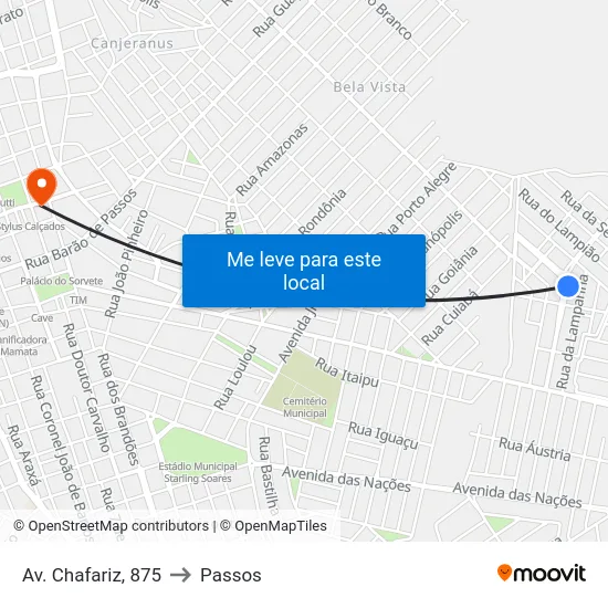 Av. Chafariz, 875 to Passos map