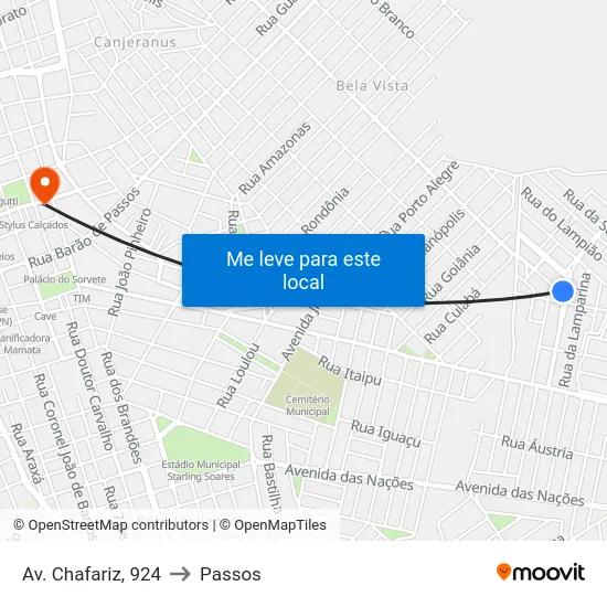 Av. Chafariz, 924 to Passos map