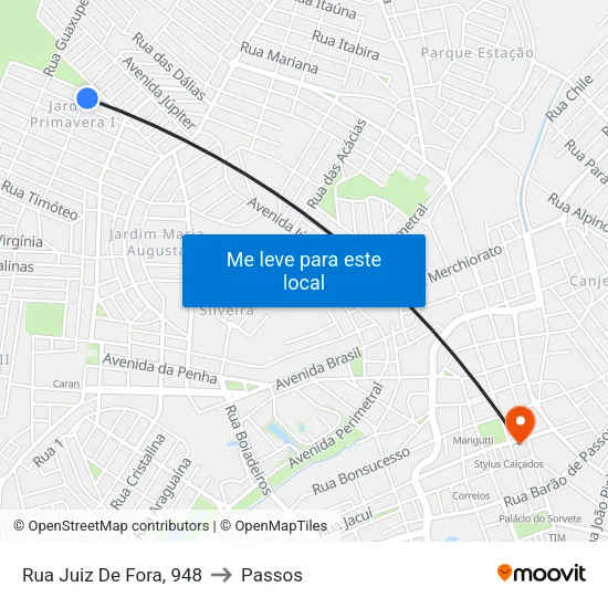 Rua Juiz De Fora, 948 to Passos map