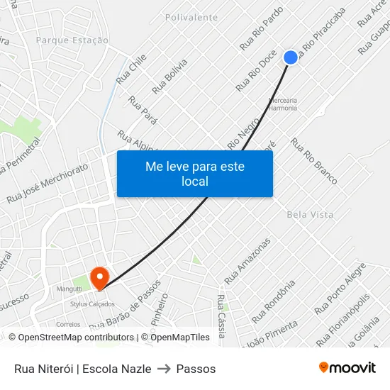 Rua Niterói | Escola Nazle to Passos map