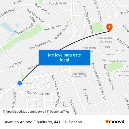 Avenida Arlindo Figueiredo, 441 to Passos map